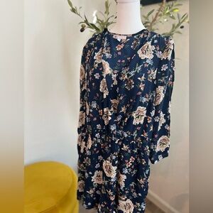 DR2 Navy Floral Long Sleeve Dress